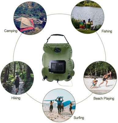 20L PVC ポータブル 屋外 キャンプ シャワー バッグ 太陽熱シャワー 緑色 または 青色